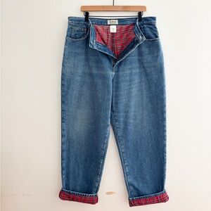 Vintage LL Bean Plaid Flannel Lined Jeans